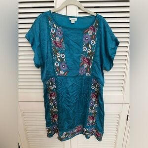 Sundance Teal Embroidered Dress